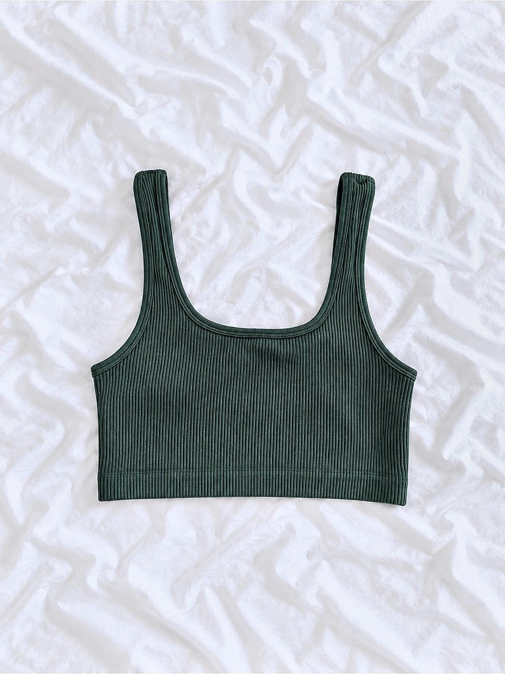 ZARA Ribbed Crop Tank in Green Size XS Like New